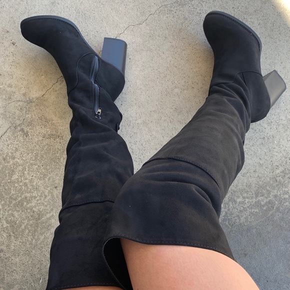 Soda Ebony Black Faux Suede Lace Up Heeled BOOTS - Picture 8 of 8